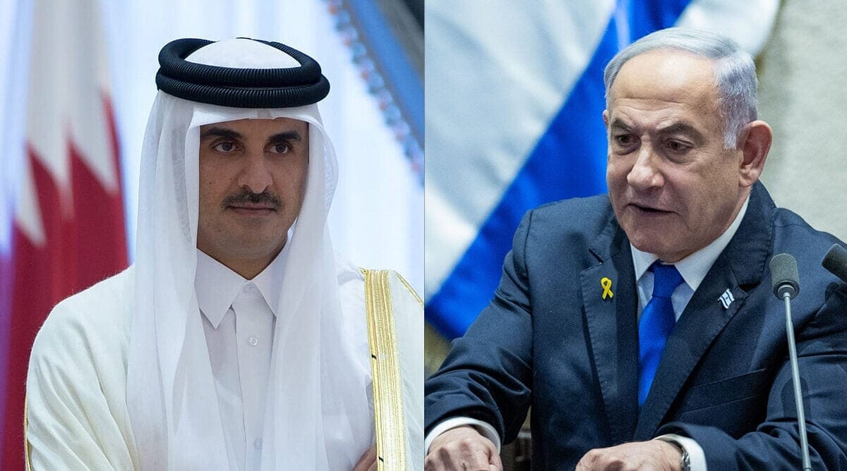 Israeli Prime Minister Benjamin Netanyahu (right) and Qatari Emir Tamim bin Hamad Al Thani (Photos: Flash90 and CC0) Israeli Prime Minister Benjamin Netanyahu (right) and Qatari Emir Tamim bin Hamad Al Thani (Photos: Flash90 and CC0)