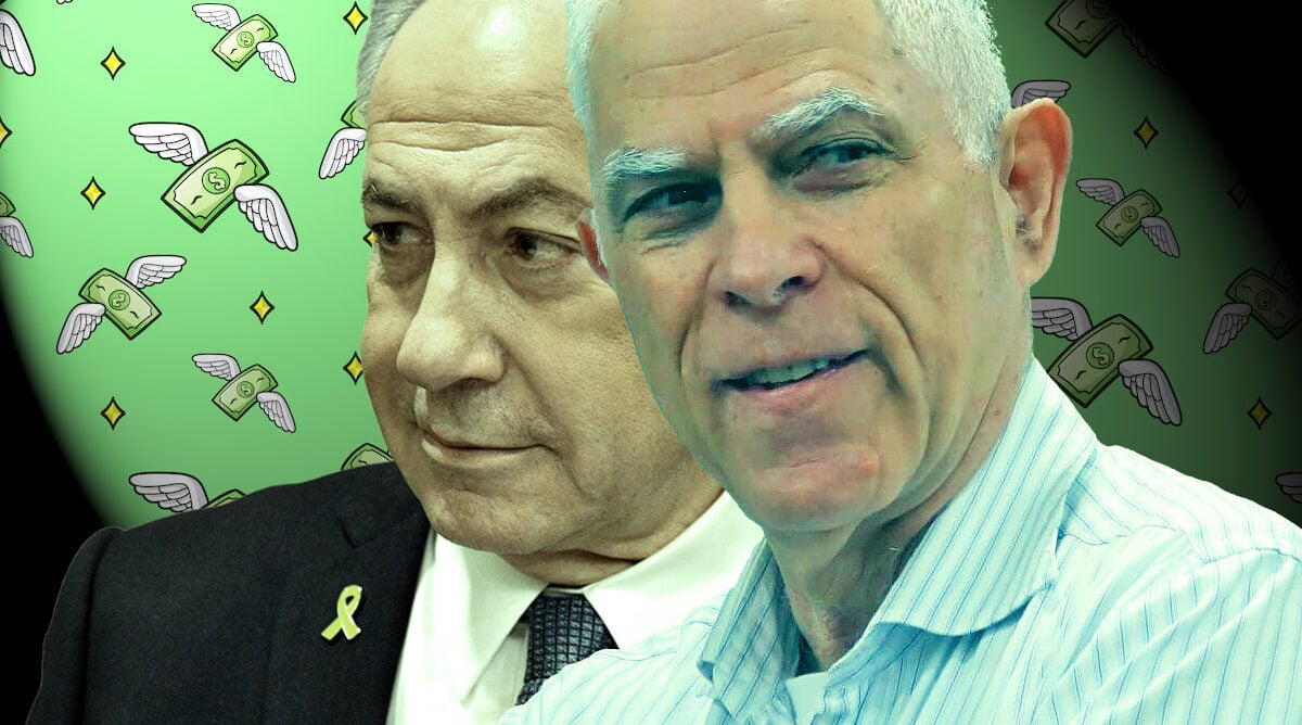 נאשם מס' 4, מו"ל "ידיעות אחרונות" ארנון (נוני) מוזס (מימין) ונאשם מס' 1 רה"מ בנימין נתניהו (צילומים: "העין השביעית" ופלאש90)