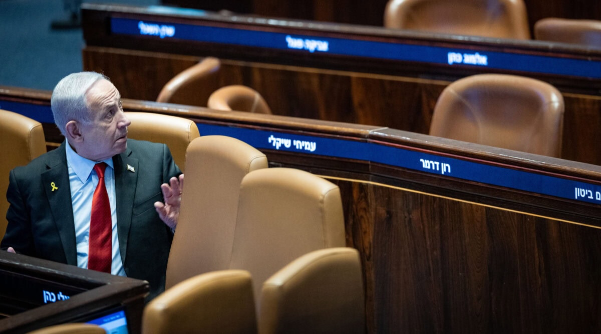 ראש ממשלת ישראל, בנימין נתניהו. מליאת הכנסת, מאי 2025 (צילום: יונתן זינדל)