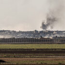 Smoke rises from the Gaza Strip, as it seen from the Israeli side of the border, June 25, 2025. Photo by Tsafrir Abayov/Flash90