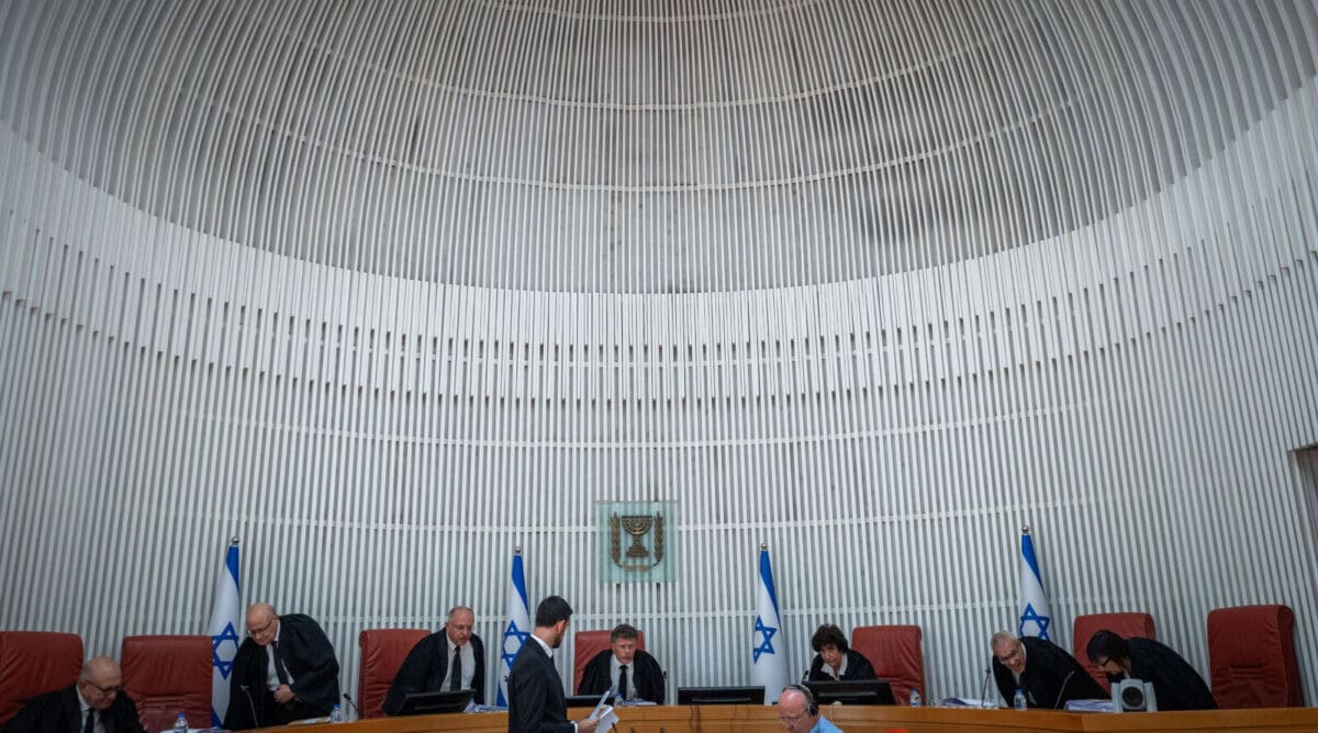 Supreme court president Yitzhak Amit and Supreme court justices arrive for a court hearing on the Israeli government law to shut down Al Jazeera’s operations in Israel, at the Supreme Court in Jerusalem on July 13, 2025. Photo by Yonatan Sindel/Flash90 Supreme court president Yitzhak Amit and Supreme court justices arrive for a court hearing on the Israeli government law to shut down Al Jazeera’s operations in Israel, at the Supreme Court in Jerusalem on July 13, 2025. Photo by Yonatan Sindel/Flash90