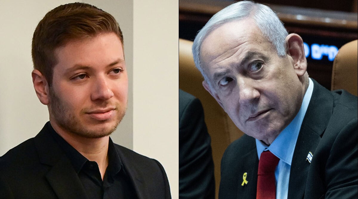 רה"מ הנאשם בנימין נתניהו (מימין) ובנו יאיר נתניהו (צילומים: יונתן זינדל ואבשלום ששוני)