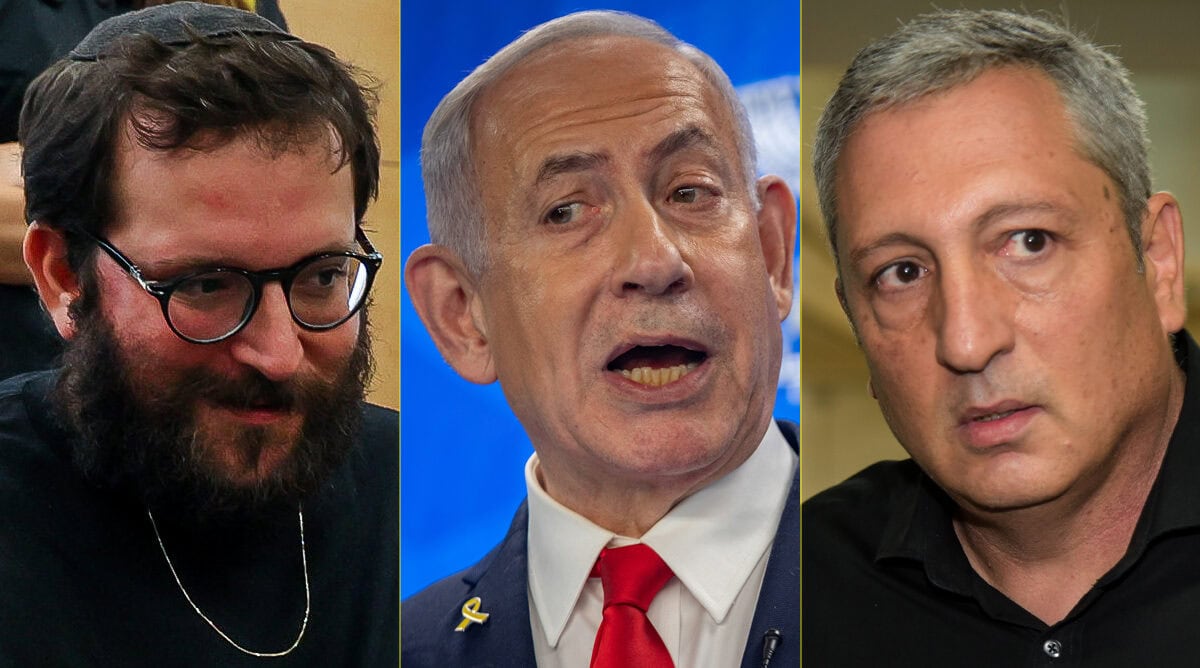 מימין: עד המדינה ניר חפץ, יועצו לשעבר של נתניהו; רה"מ הנאשם בנימין נתניהו; יועץ נתניהו יונתן אוריך, החשוד בפלילים (צילומים: פלאש90) מימין: עד המדינה ניר חפץ, יועצו לשעבר של נתניהו; רה"מ הנאשם בנימין נתניהו; יועץ נתניהו יונתן אוריך, החשוד בפלילים (צילומים: פלאש90)