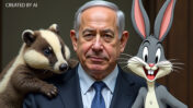 בנימין נתניהו עם באגס באני וגירית (הדימוי נוצר באמצעות בינה מלאכותית)