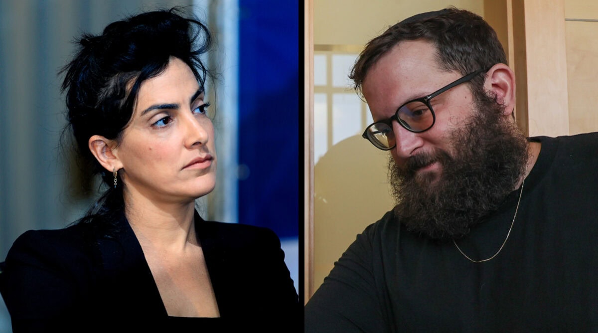 יועץ רה"מ הנאשם נתניהו יונתן אוריך (מימין) ושדרנית i24news נוה דרומי (צילומים: משה שי ויונתן שאול) יועץ רה"מ הנאשם נתניהו יונתן אוריך (מימין) ושדרנית i24news נוה דרומי (צילומים: משה שי ויונתן שאול)