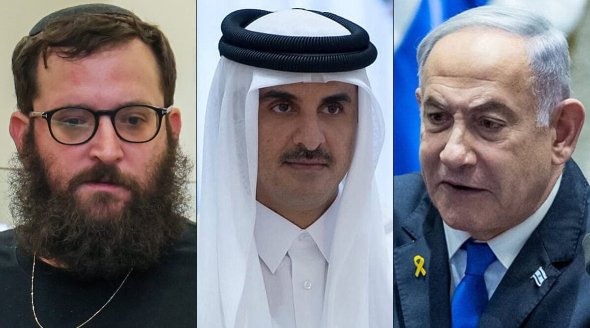 From right to left: Israeli Prime Minister Benjamin Netanyahu, Emir of Qatar Tamim bin Hamad Al Thani and Netanyahu advisor Yonatan Urich (Photos: Flash90 and Public domain) From right to left: Israeli Prime Minister Benjamin Netanyahu, Emir of Qatar Tamim bin Hamad Al Thani and Netanyahu advisor Yonatan Urich (Photos: Flash90 and Public domain)