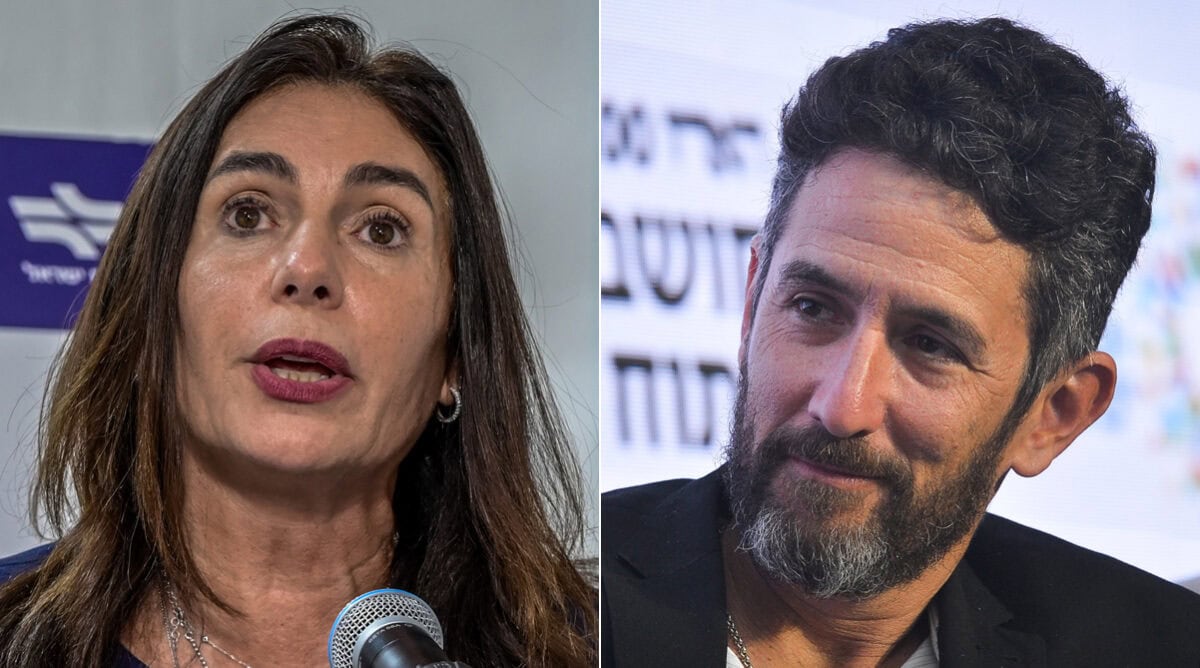 עיתונאי "הארץ" אורי משגב ושרת התחבורה מהליכוד מירי רגב (צילומים: פלאש90)