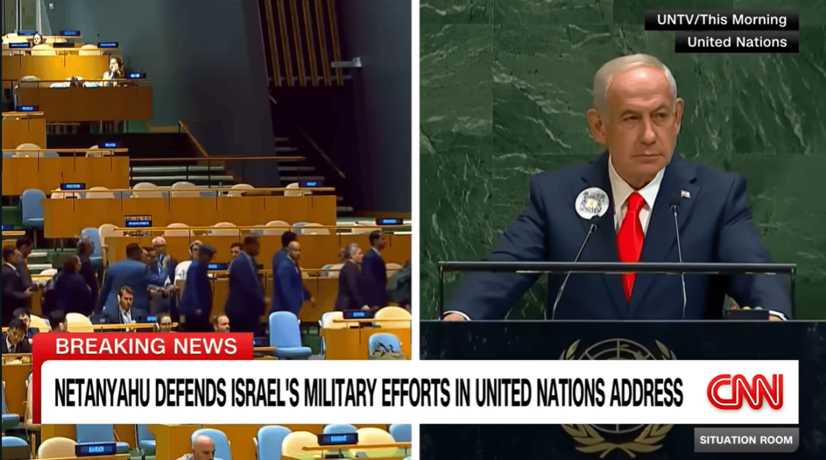 סיקור נאום נתניהו באו"ם ב-CNN (צילום מסך) סיקור נאום נתניהו באו"ם ב-CNN (צילום מסך)
