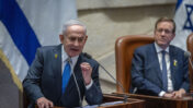 נשיא המדינה יצחק הרצוג (מימין) ורה"מ הנאשם בנימין נתניהו, פתיחת מושב החורף של הכנסת, 20.10.25 (צילום: חיים גולדברג)