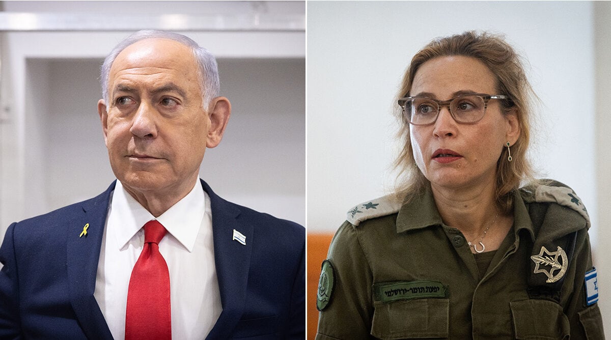 הפרקליטה הצבאית לשעבר האלופה יפעת תומר-ירושלמי ורה"מ הנאשם בנימין נתניהו (צילומים: פלאש90)