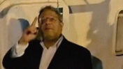 איתמר בן גביר, מתוך סרטון תעמולה שפרסם מעל אחת מספינות המשט לעזה שנעצר על-ידי חיל הים, 6.10.25 (צילום מסך)