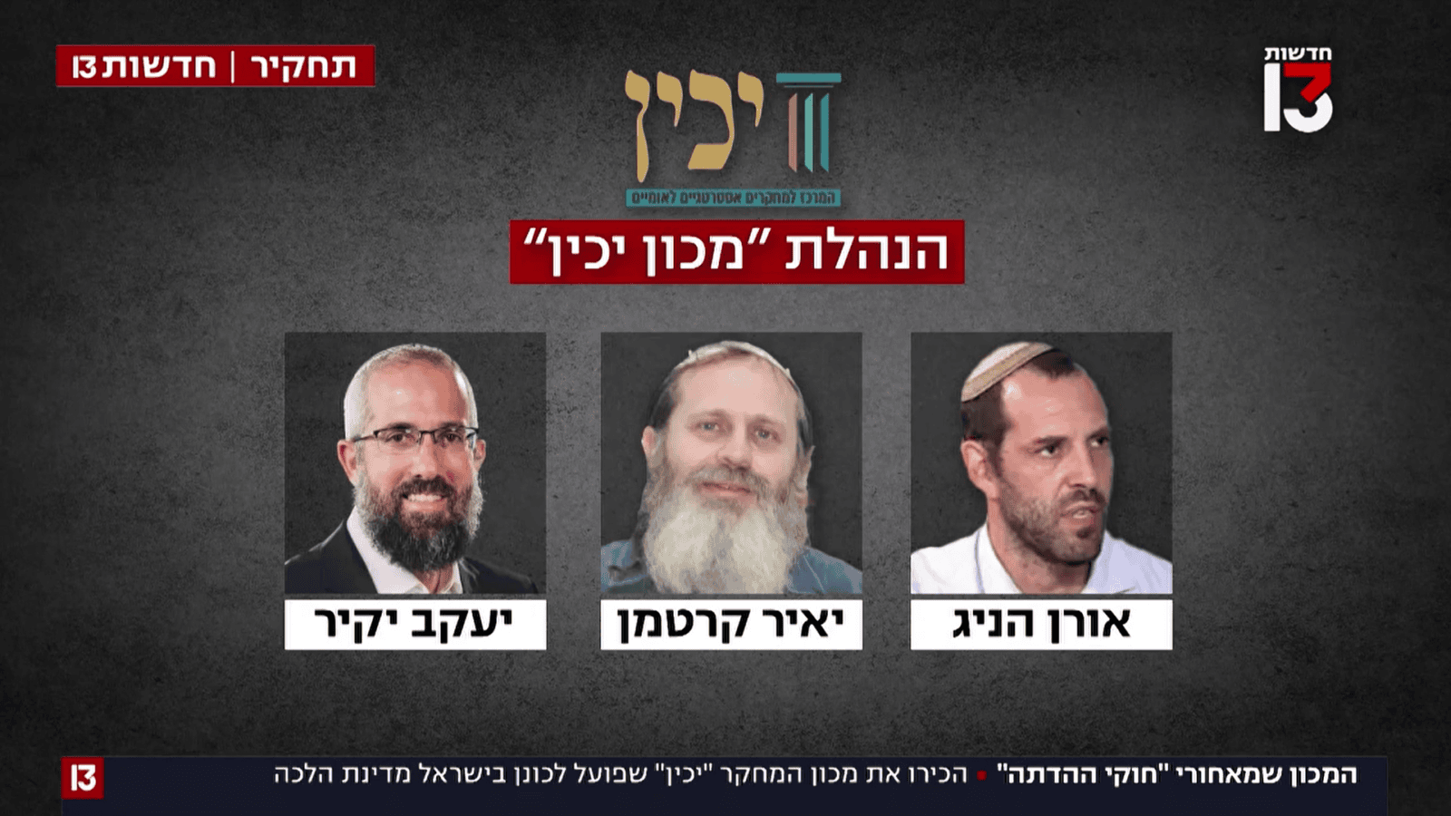 Screenshot 2025-11-09 154929 חברי הנהלת מכון "יכין", חדשות 13, 5.11.25, צילום מסך.