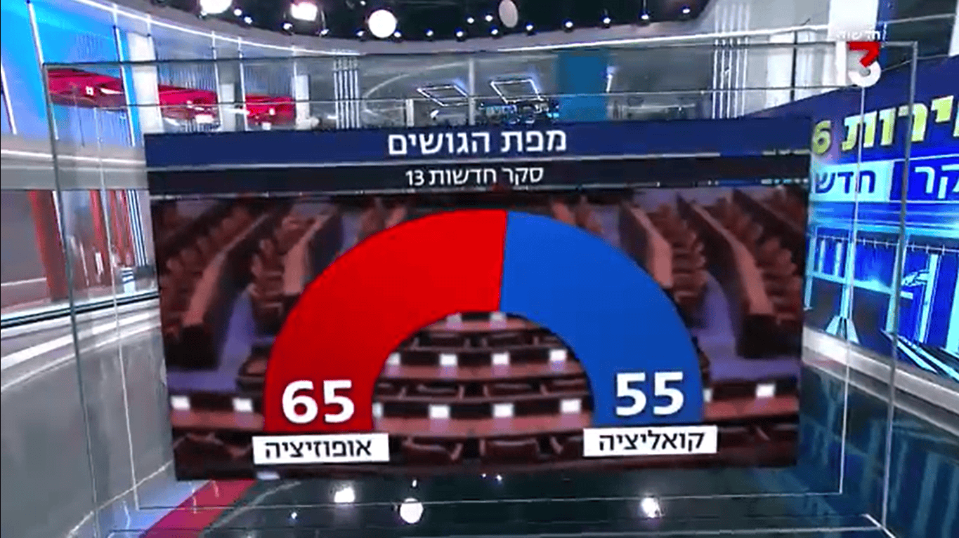 מפת הגושים המתוקנת, המהדורה המרכזית "חדשות 13", 23.12.25 (צילום מסך)
