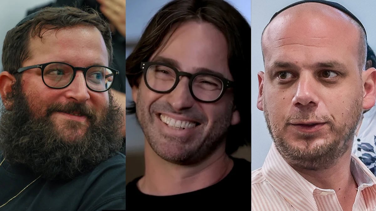 מימין לשמאל: אלי פלדשטיין, שרוליק איינהורן ויונתן אוריך (צילומים: אבשלום ששוני, יהונתן שאול וצילום מסך מתוך הסדרה "דו"ח רולניק" בכאן 11)
