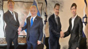 נשיא מדינת ישראל יצחק הרצוג לוחץ את ידו של מנכ"ל OpenAi סם אלטמן, רה"מ הנאשם של מדינת ישראל בנימין נתניהו לוחץ את ידו של הבעלים של טוויטר אילון מאסק (צילומים: מקוריים: לשכת העיתונות הממשלתית ולשכת ראש הממשלה)