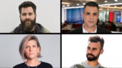 משמאל למעלה בכיוון השעון: העיתונאים בר פלג, יוסי מזרחי, דורון קדוש ורוני זינגר (צילומים: תומר אפלבאום, אמיר חרודי, אורית פניני ודוברות חדשות 12)