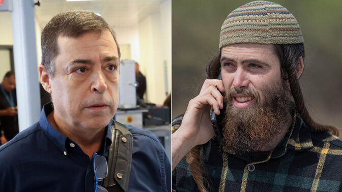 פעיל הימין הקיצוני אלישע ירד (מימין) והעיתונאי בן כספית (צילומים: פלאש90)