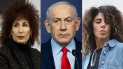 מימין: כנרת בראשי, בנימין נתניהו ויפעת בן חי שגב (צילומים: אורן פרסיקו, פלאש90)