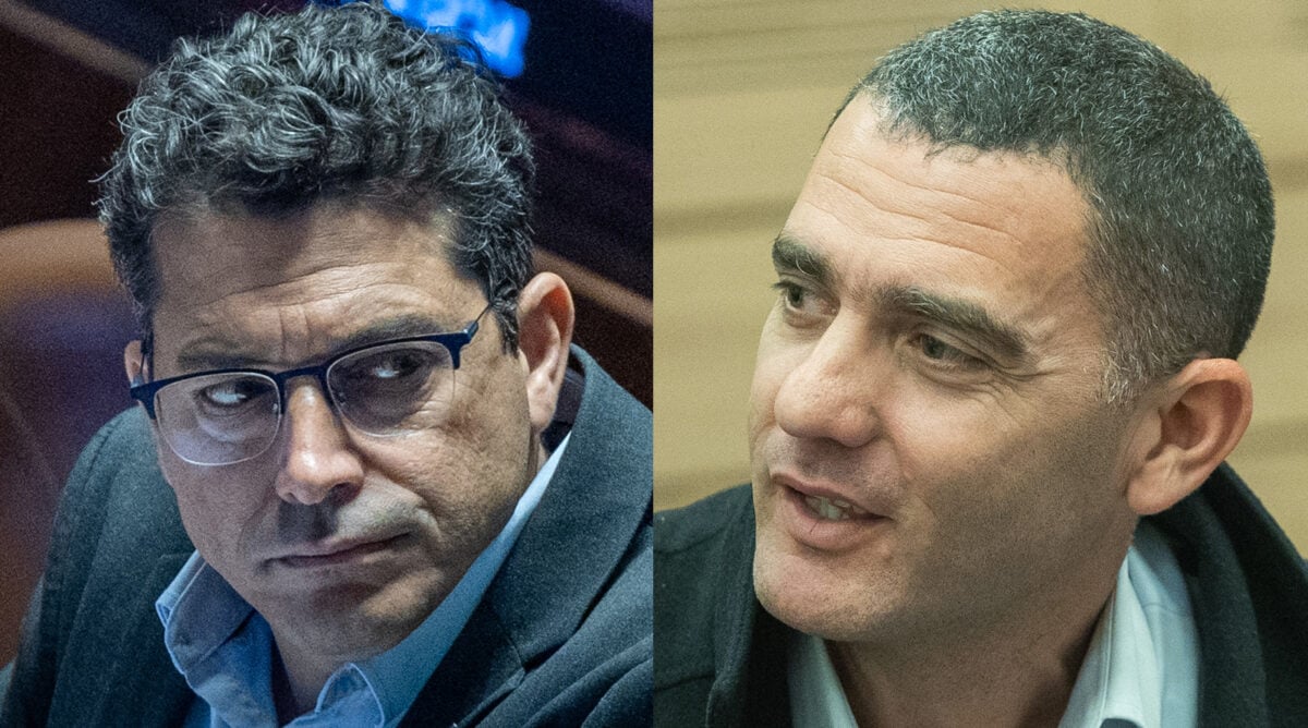השר עמיחי שיקלי (משמאל) והיועץ מתן פלג, מנכ"ל "אם תרצו" לשעבר (צילומים: יונתן זינדל)