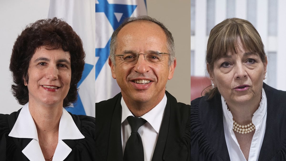 מימין: שופטי העליון יעל וילנר, נועם סולברג ודפנה ברק-ארז (צילומים: הרשות השופטת ופלאש90)