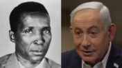 מימין: רה"מ הנאשם בנימין נתניהו והרודן הגיניאי פרנסיסקו מסיאס נגמה (צילומים: צילום מסך וארכיון הולנדי)