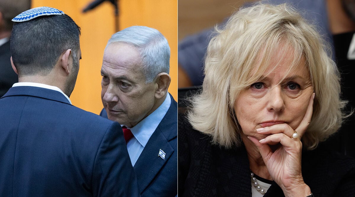 היועצת המשפטית לממשלה גלי בהרב-מיארה ורה"מ הנאשם בנימין נתניהו. בגבו למצלמה: שר התקשורת שלמה קרעי (צילומים: פלאש90)