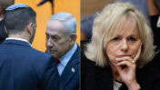 היועצת המשפטית לממשלה גלי בהרב-מיארה ורה"מ הנאשם בנימין נתניהו. בגבו למצלמה: שר התקשורת שלמה קרעי (צילומים: פלאש90)