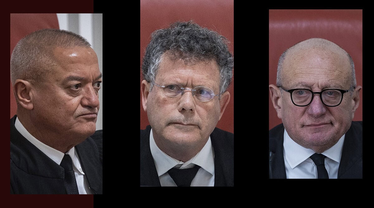 שופטי העליון בפס"ד אסנהיים, מימין: אלכס שטיין, יצחק עמית וחאלד כבוב (צילומים: פלאש90) שופטי העליון בפס"ד אסנהיים, מימין: אלכס שטיין, יצחק עמית וחאלד כבוב (צילומים: פלאש90)
