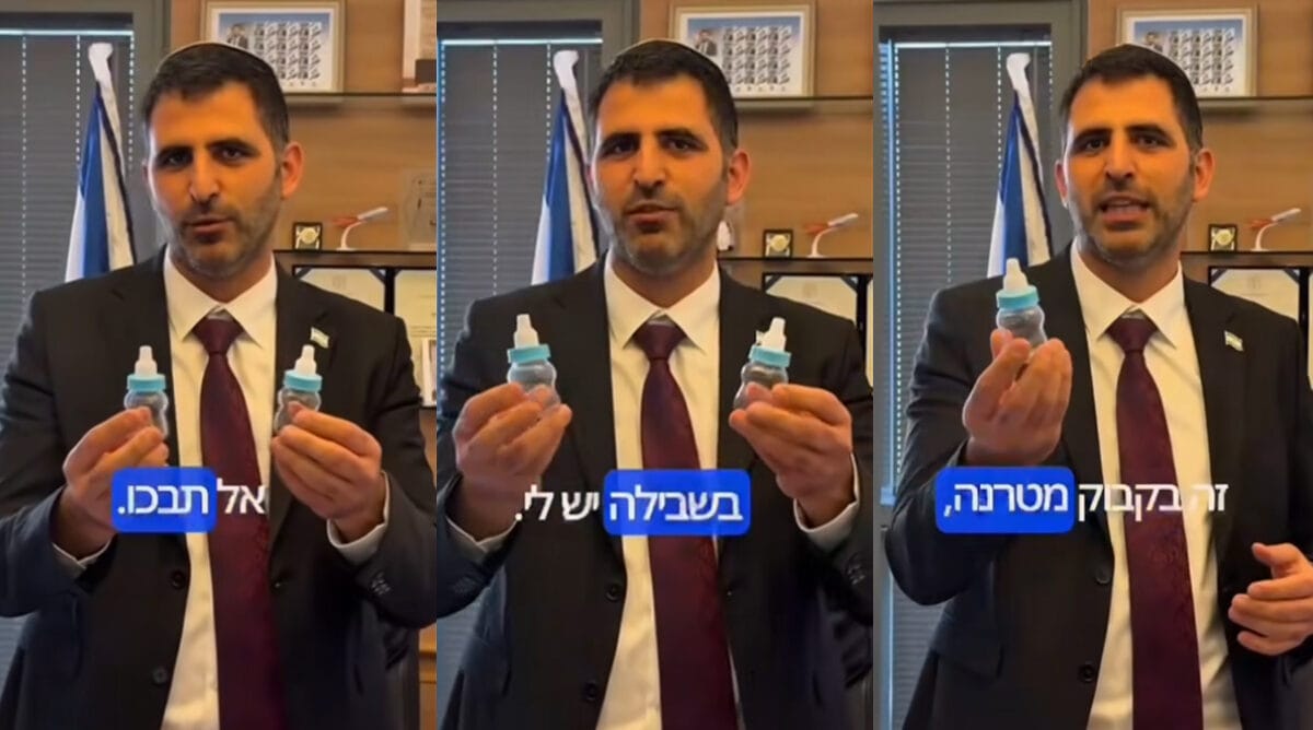 שלמה קרעי, שר התקשורת, באחד מהסרטונים שצילם במשרדו ומחק בעקבות העתירה (צילומי מסך)
