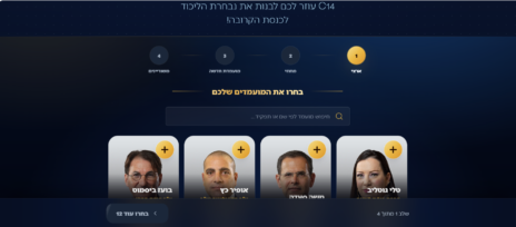 עמוד ראשי הפריימריז של הליכוד בערוץ 14, אתר האינטרנט C14 (צילום מסך) עמוד ראשי הפריימריז של הליכוד בערוץ 14, אתר האינטרנט C14 (צילום מסך)