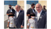בנימין נתניהו עם אחד הילדים שצולמו בסרטון, מתוך העתירה (ההשחרות אינן במקור)
