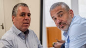 אנשי התקשורת תומכי נתניהו ינון מגל (מימין) ואלי ציפורי (צילומים: איתמר ב"ז וחיים גולדברג)