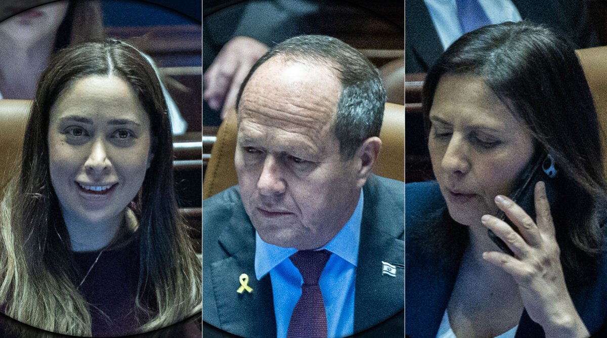 שרי הליכוד גילה גמליאל (מימין), ניר ברקת ומאי גולן (צילומים: פלאש90)