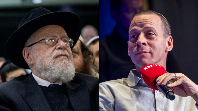 איש התקשורת עמית סגל (מימין) והרב דב ליאור (צילומים: פלאש90) איש התקשורת עמית סגל (מימין) והרב דב ליאור (צילומים: פלאש90)