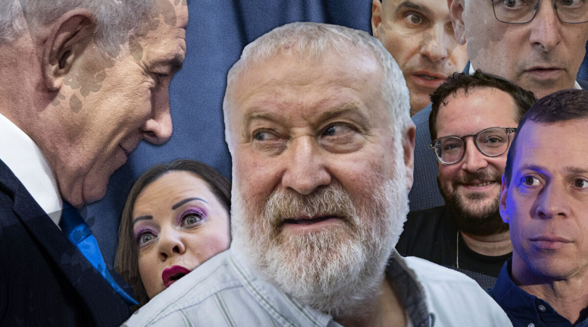 מימין: העיותנאי עמית סגל, שופר בכיר של נתניהו; גדעון סער, השר שטען שנתניהו הוא סכנה לישראל וזחל חזרה לממשלתו; יונתן אוריך, יועץ התקשורת המסובך בפלילים של נתניהו; אפי נוה, עוד מורשע בפלילים ומי שמחזיק לכאורה בהקלטות שיחות עם מנדלבליט; אביחי מנדלביט, המזכיר הצבאי שנתניהו מינה ליועץ המשפטי לממשלה והגיש נגדו כתב אישום פלילי; טלי גוטליב, טרולית; בנימין נתניהו, ראש ממשלת ישראל ונאשם בשוחד, מרמה והפרת אמונים (צילומים מקוריים: פלאש90) מימין: העיותנאי עמית סגל, שופר בכיר של נתניהו; גדעון סער, השר שטען שנתניהו הוא סכנה לישראל וזחל חזרה לממשלתו; יונתן אוריך, יועץ התקשורת המסובך בפלילים של נתניהו; אפי נוה, עוד מורשע בפלילים ומי שמחזיק לכאורה בהקלטות שיחות עם מנדלבליט; אביחי מנדלביט, המזכיר הצבאי שנתניהו מינה ליועץ המשפטי לממשלה והגיש נגדו כתב אישום פלילי; טלי גוטליב, טרולית; בנימין נתניהו, ראש ממשלת ישראל ונאשם בשוחד, מרמה והפרת אמונים (צילומים מקוריים: פלאש90)