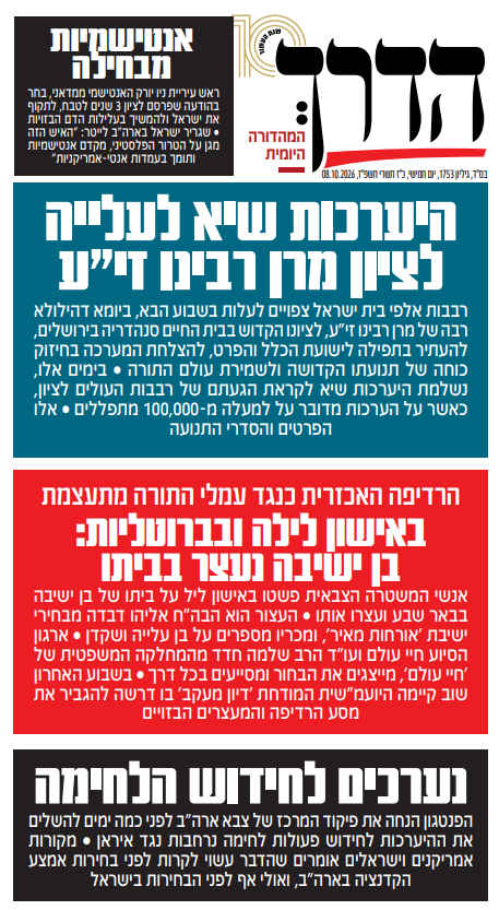 "הרדיפה האכזרית כנגד לומדי התורה", שער "הדרך", 8.10.26 "הרדיפה האכזרית כנגד לומדי התורה", שער "הדרך", 8.10.26